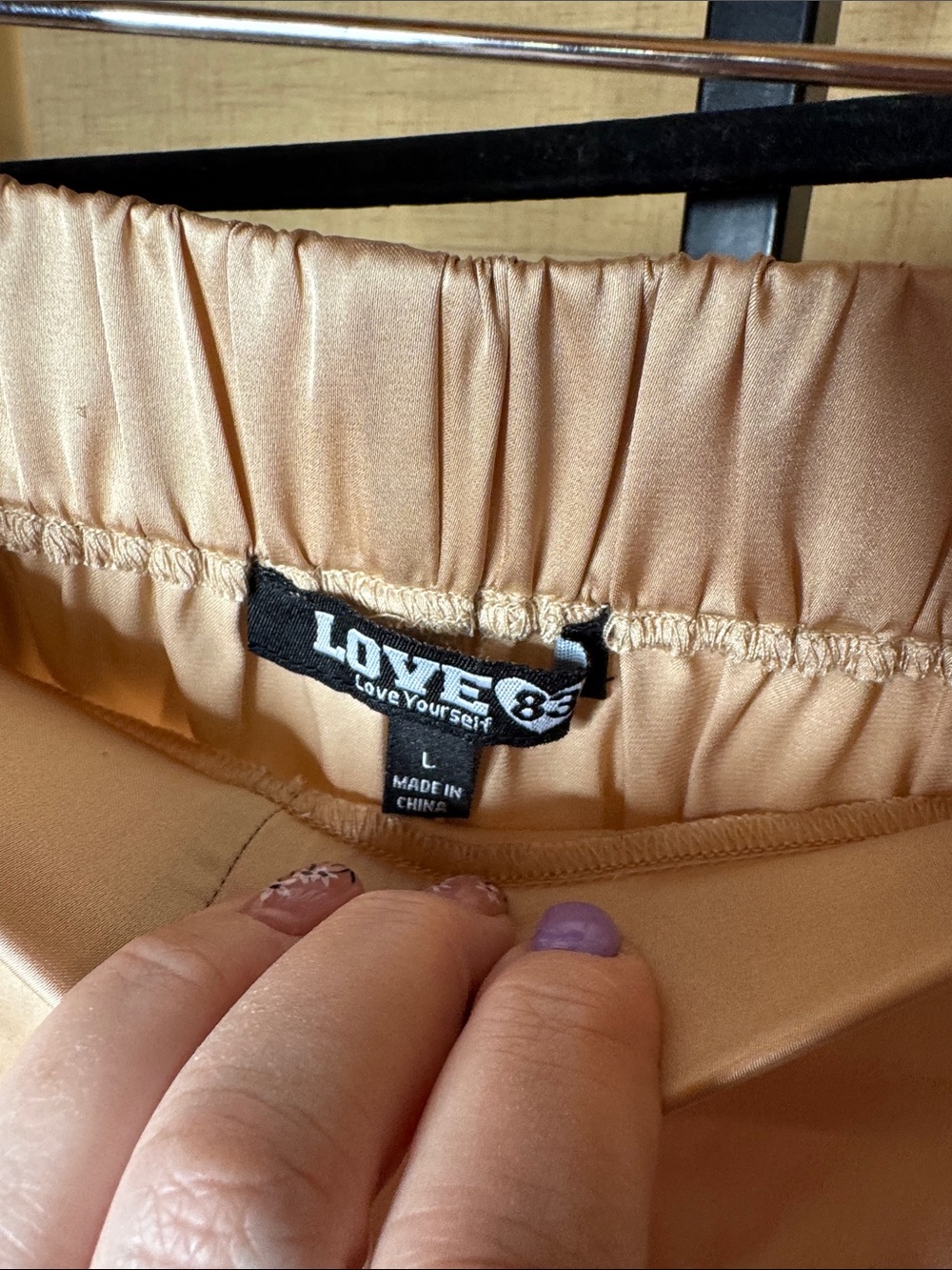 NWT Love 83 Champagne Satin Crop Top Wide Leg Pants Set Size Large - Picture 9 of 11